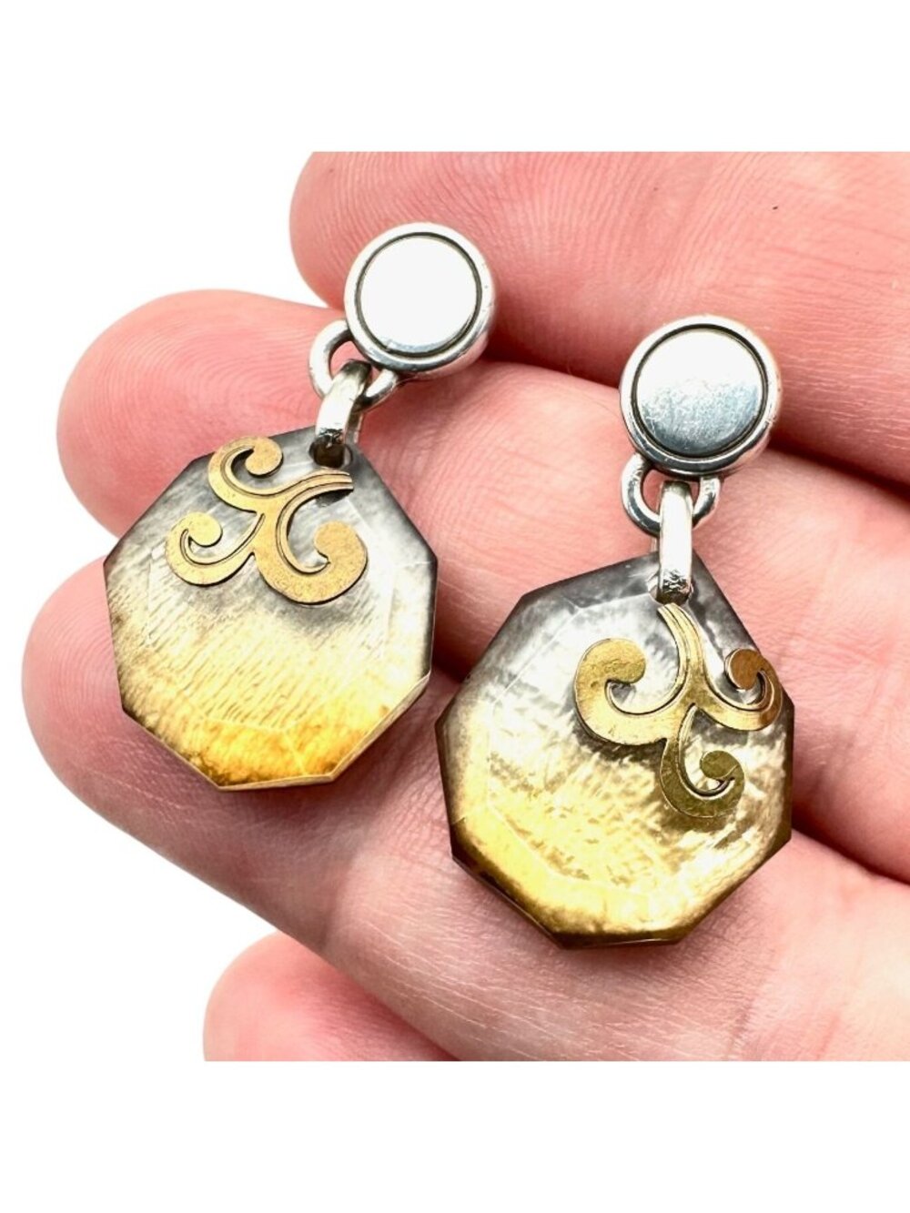 Brighton Womens Earrings Shell Shimmer Chandelier Silver Pierced Earrings